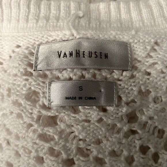 VanHeusen Women's Ivory Crochet Open Stitch Button Front Cardigan Sweater - Picture 6 of 6